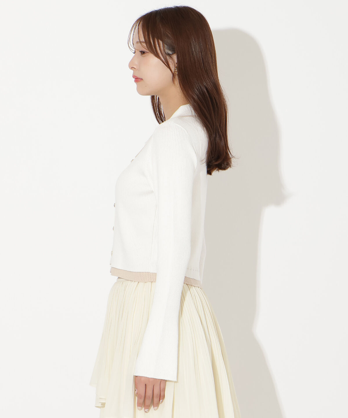 アンドクチュール「襟付きレイヤード風カーディガン」|カーディガン|