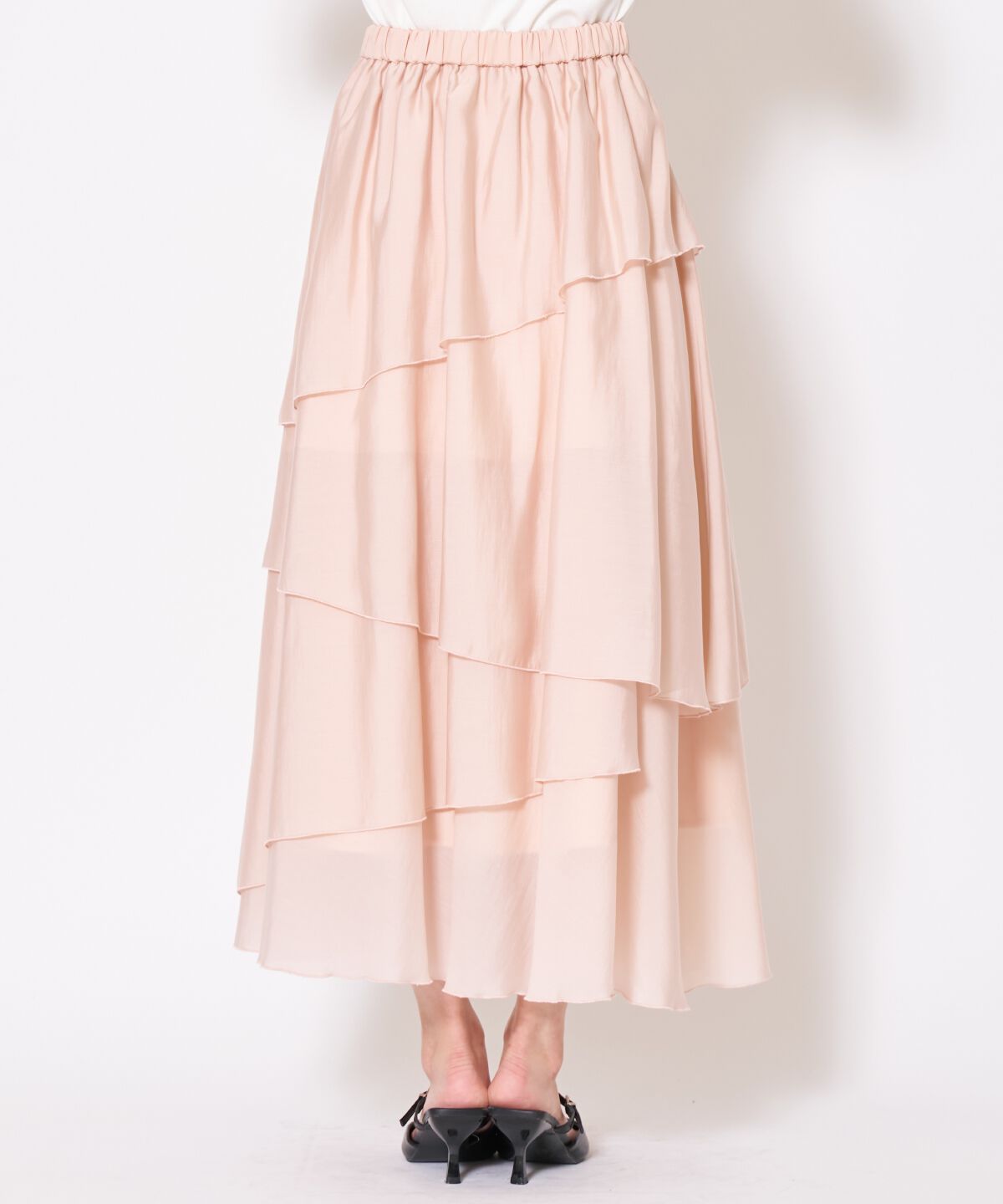 アンドクチュール「アシンメトリーシフォンラッフルスカート」|フレア|