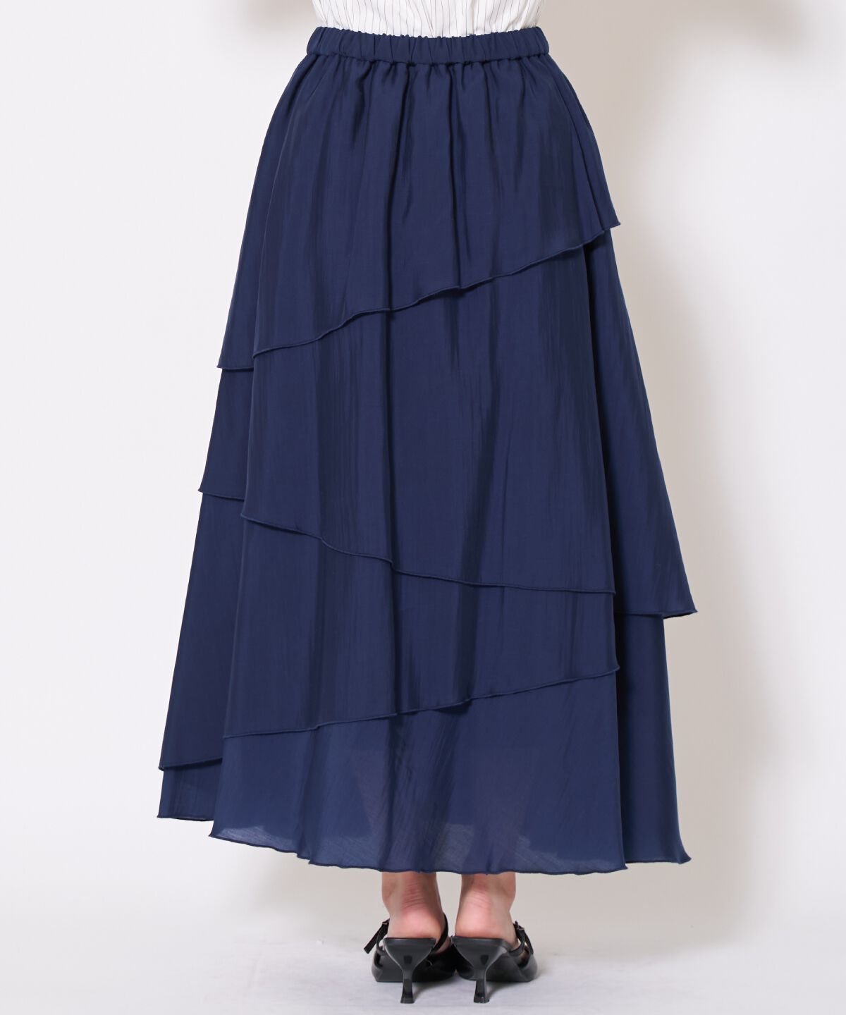 アンドクチュール「アシンメトリーシフォンラッフルスカート」|フレア|