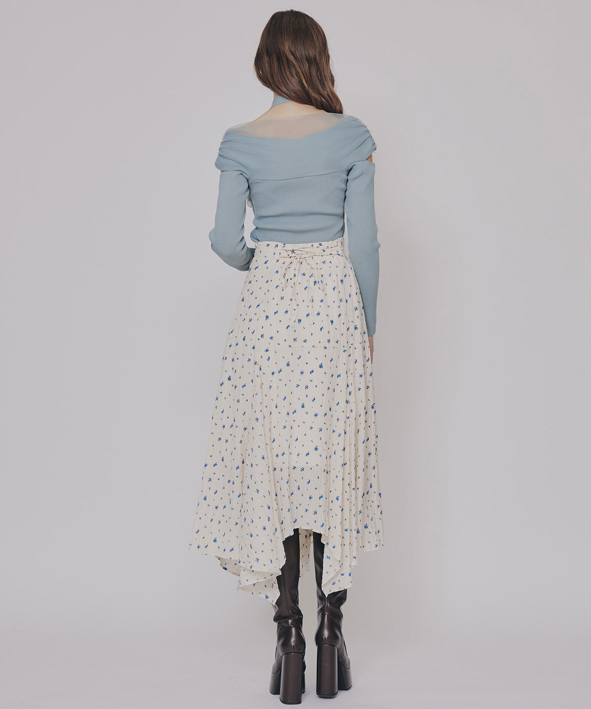 REDYAZEL「ミニフラワーイレヘムロングスカート」|フレア|