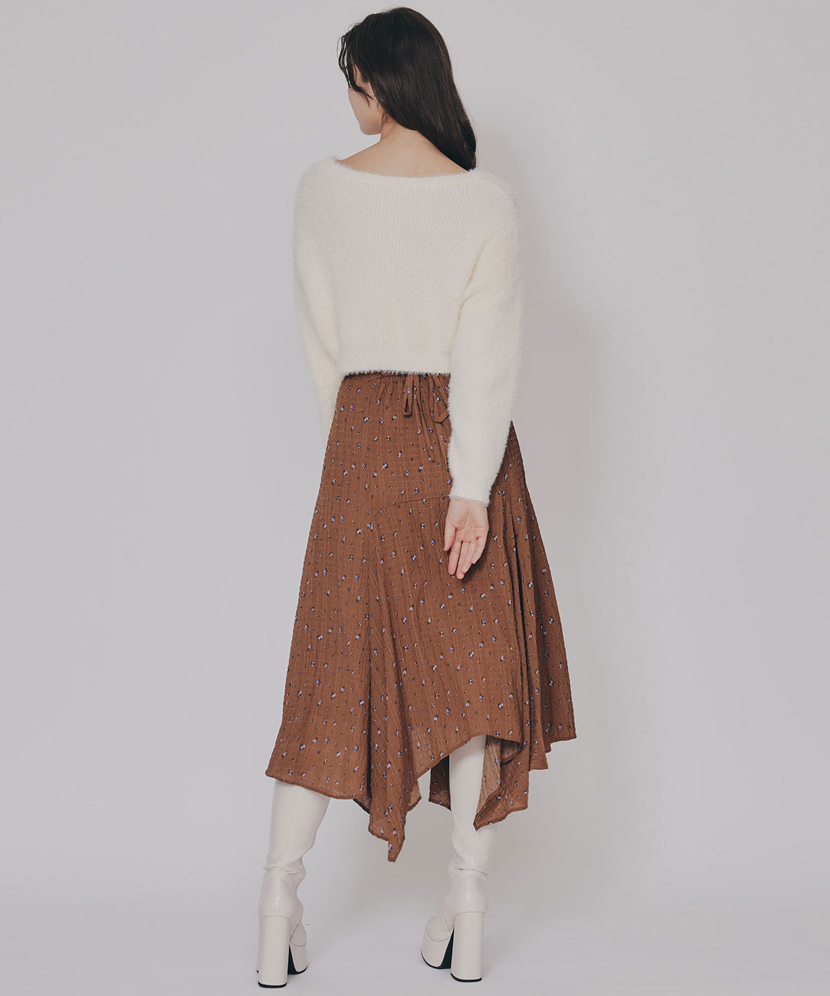 REDYAZEL「ミニフラワーイレヘムロングスカート」|フレア|