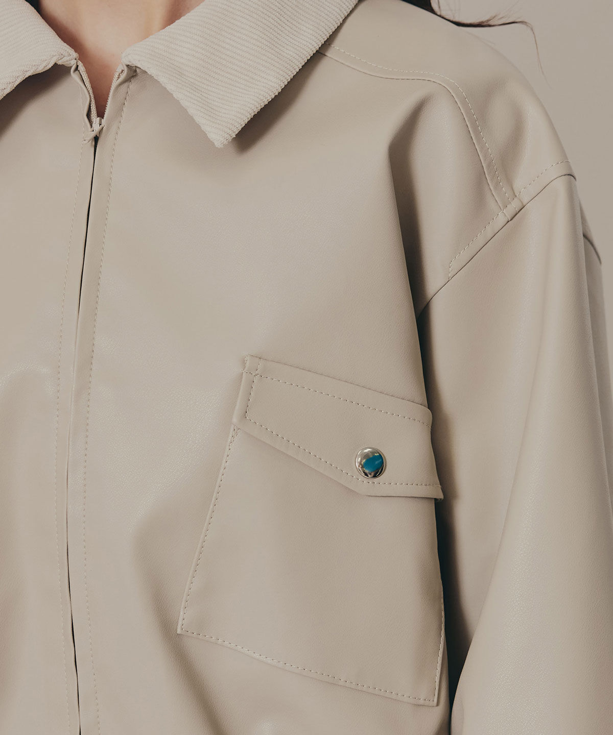 REDYAZEL「フェイクレザージップブルゾン」|ブルゾン・スタジャン|