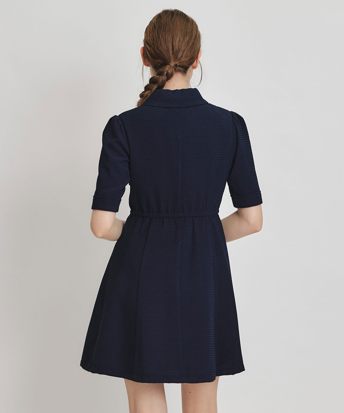 REDYAZEL「エンブレムボタンワッフルミニシャツワンピース」|ワンピース|