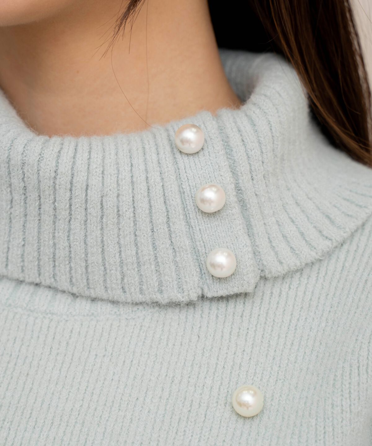 WILLSELECTION「パール付きタートルネックニットワンピース」|ワンピース|