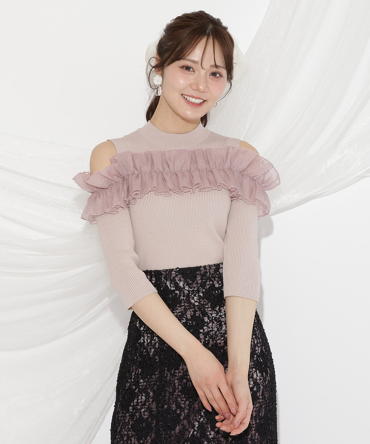 WILLSELECTION「フリルドッキングリブニット」|ニット・セーター|