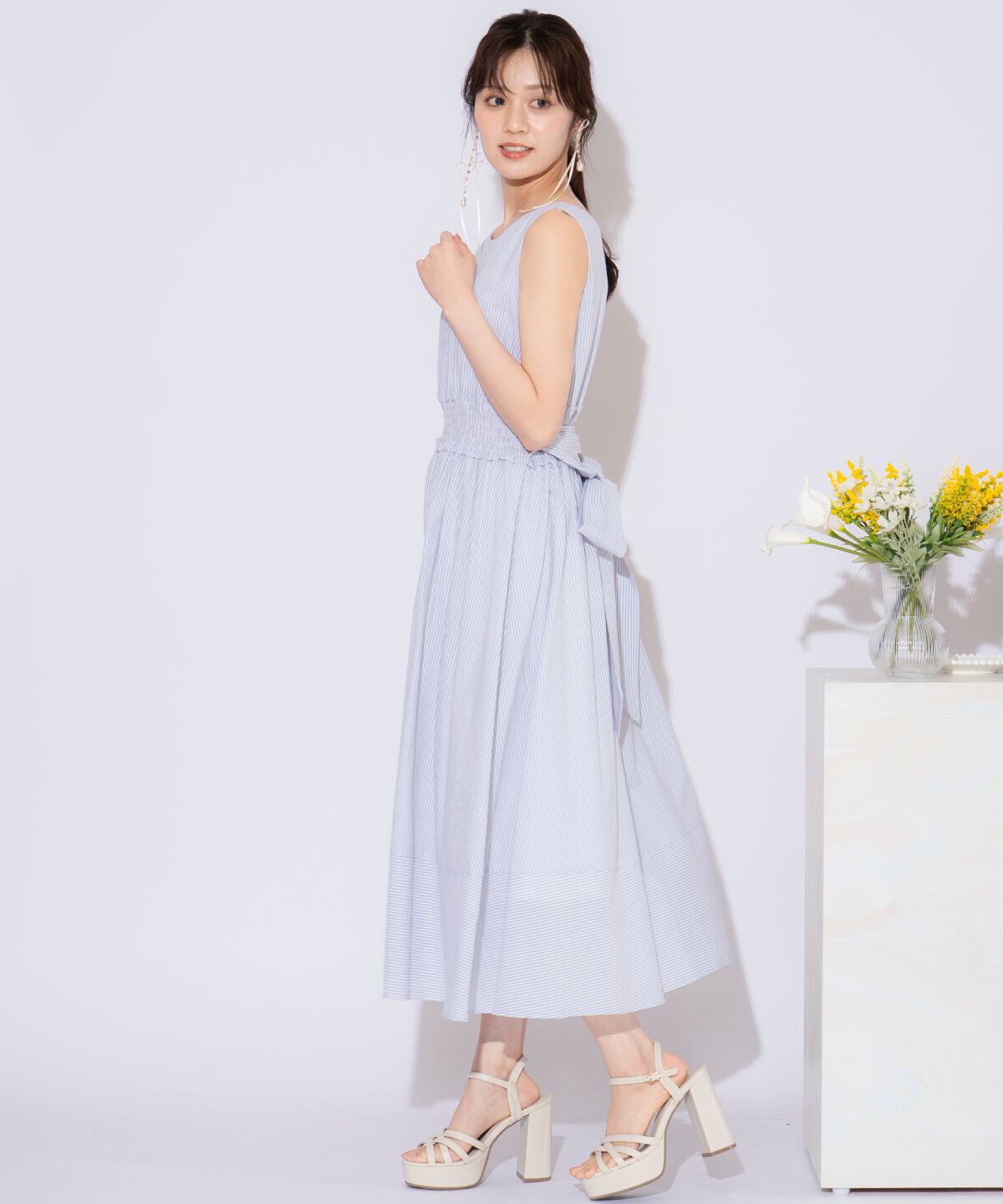 WILLSELECTION「ウエストシャーリングストライプワンピース」|ワンピース|