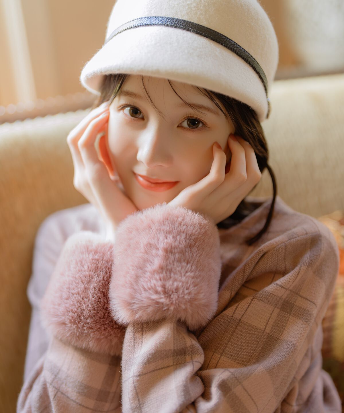 WILLSELECTION「チェック柄ファーカフスカーディガン」|カーディガン|