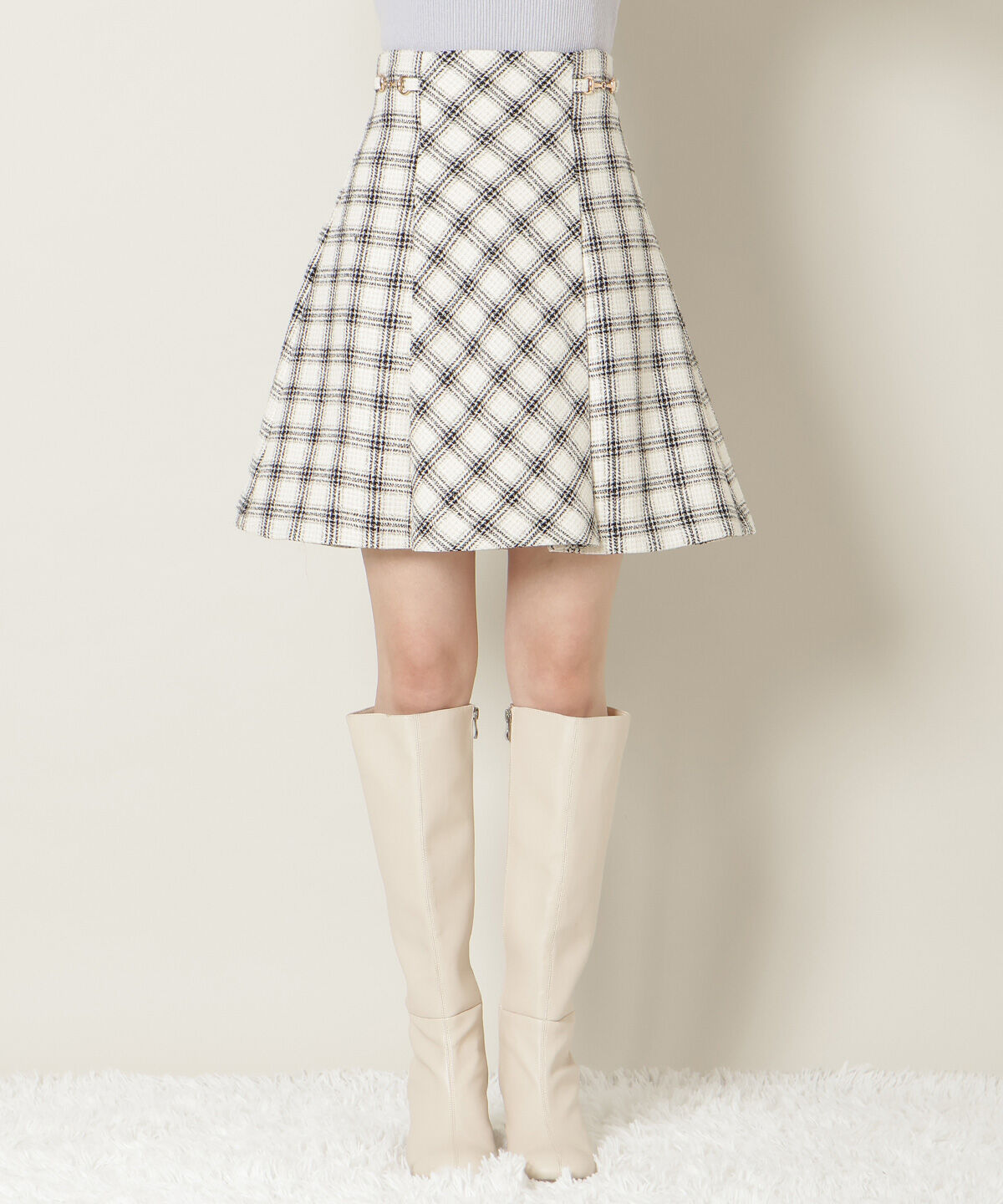 WILLSELECTION「ビットデザインツイードミニスカート」|フレア|