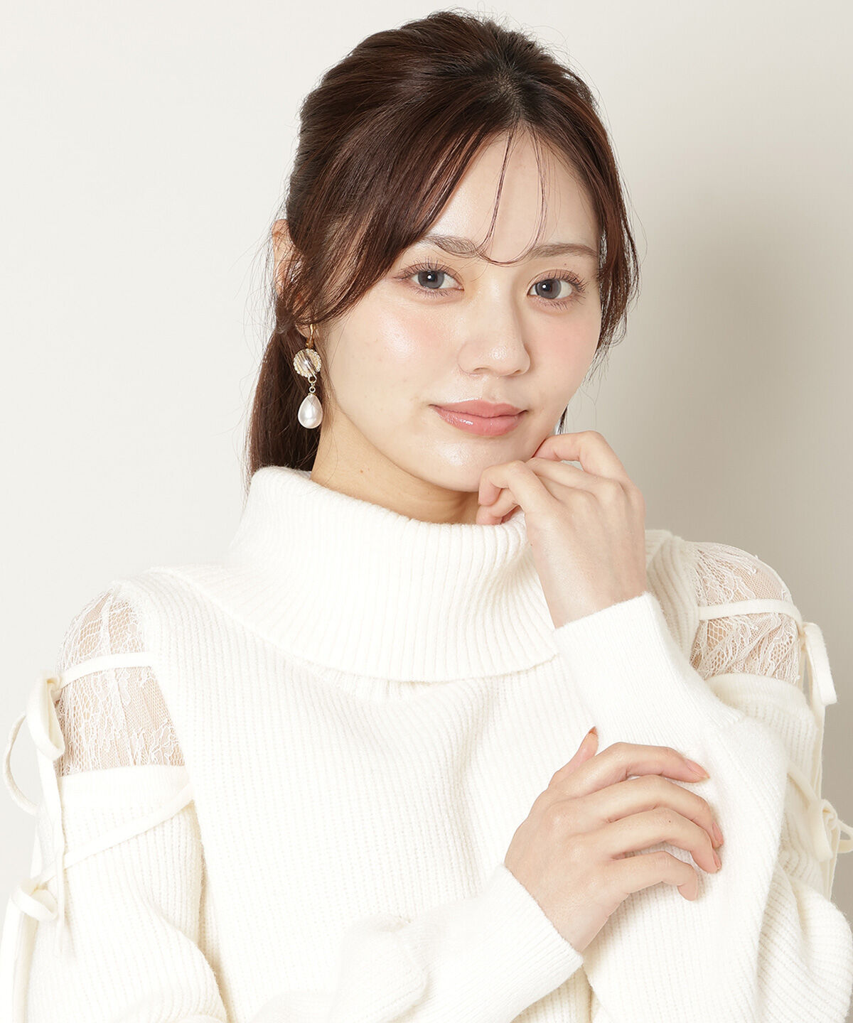 WILLSELECTION「レースショルダーオフタートルニット」|ニット・セーター|