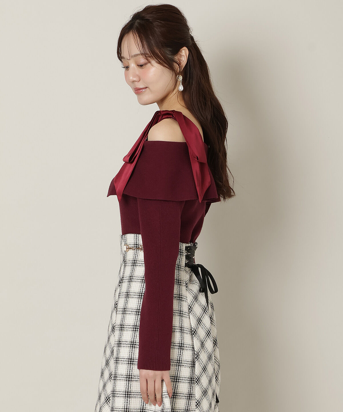 WILLSELECTION「リボンオフショルニットプルオーバー」|ニット・セーター|