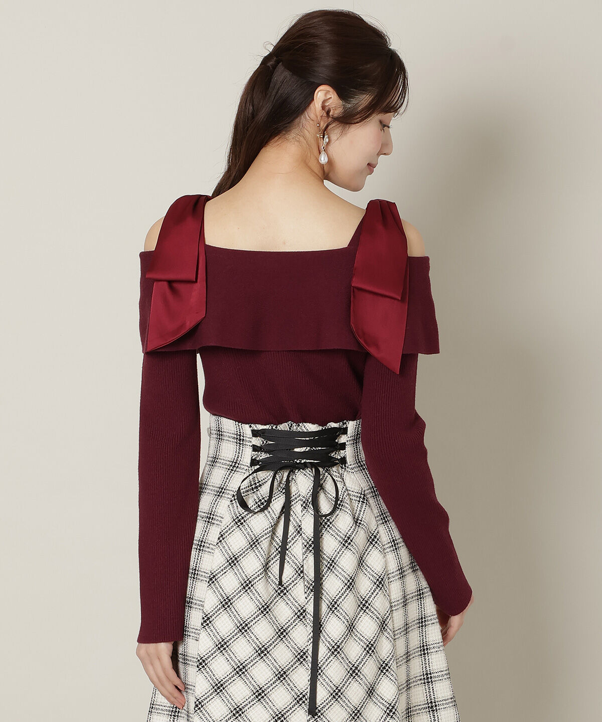 WILLSELECTION「リボンオフショルニットプルオーバー」|ニット・セーター|