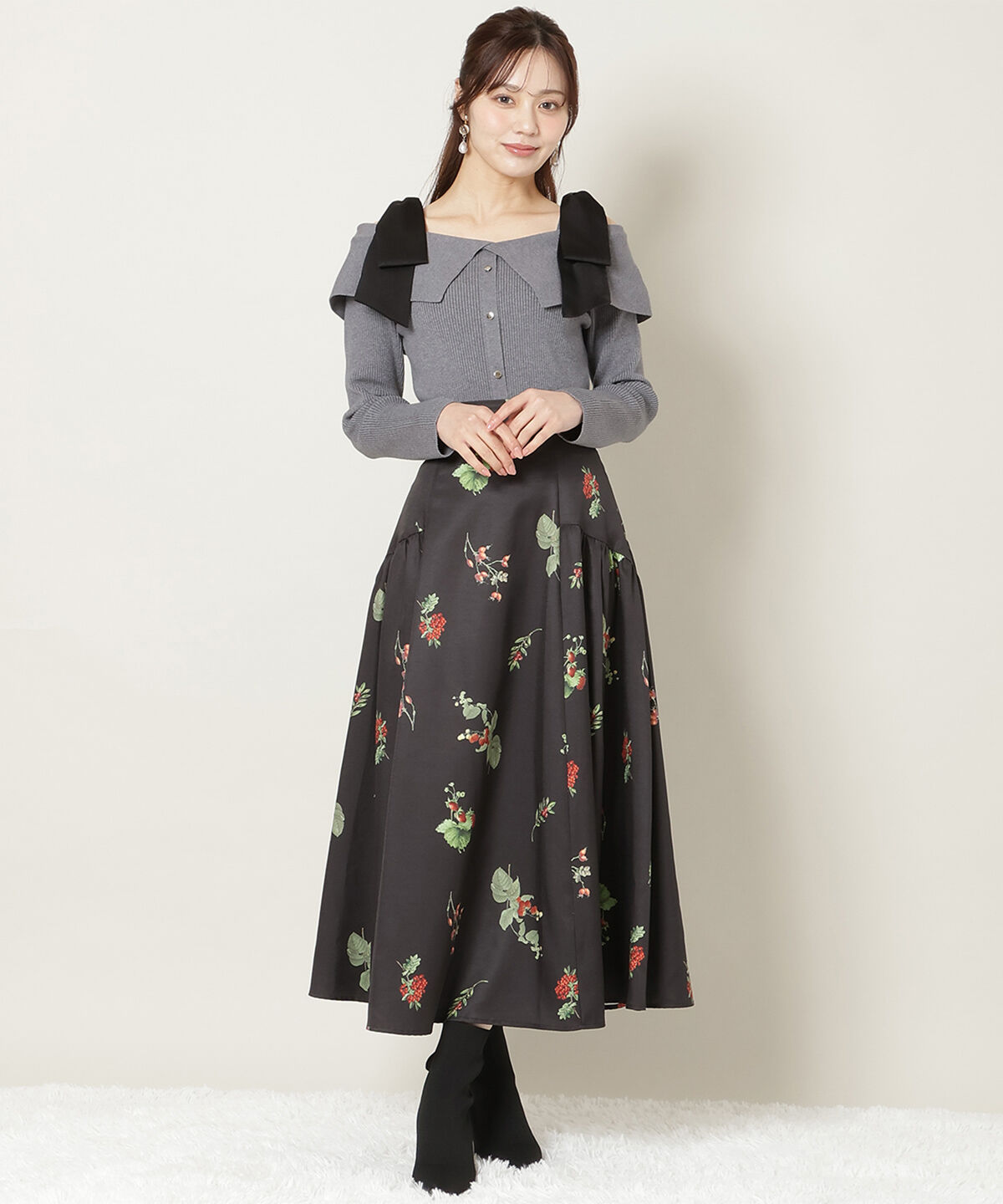 WILLSELECTION「リボンオフショルニットプルオーバー」|ニット・セーター|