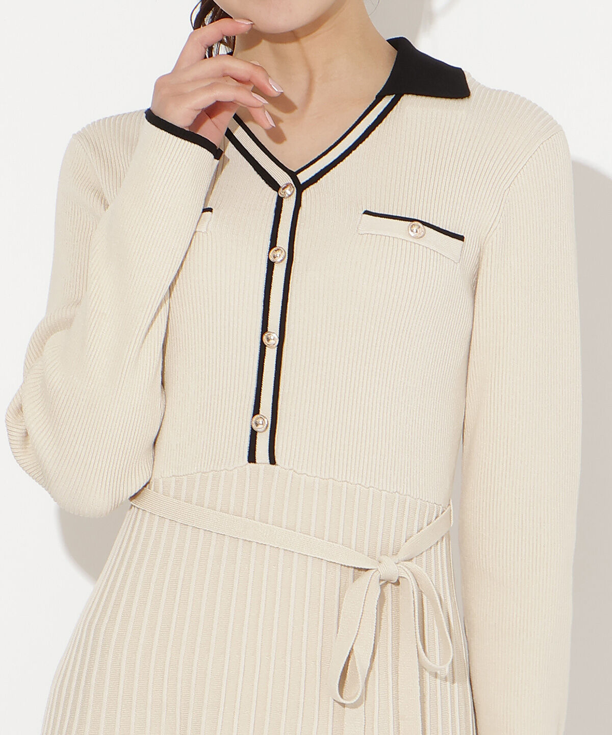 WILLSELECTION「バイカラープリーツニットワンピース」|ワンピース|