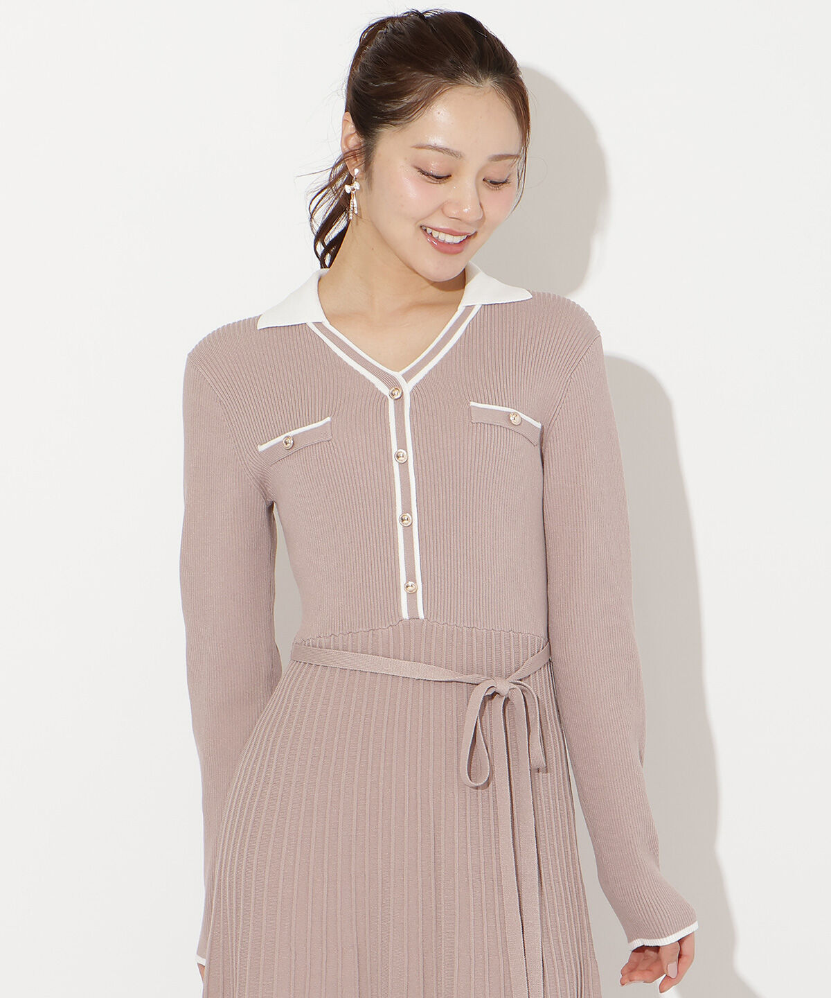 WILLSELECTION「バイカラープリーツニットワンピース」|ワンピース|