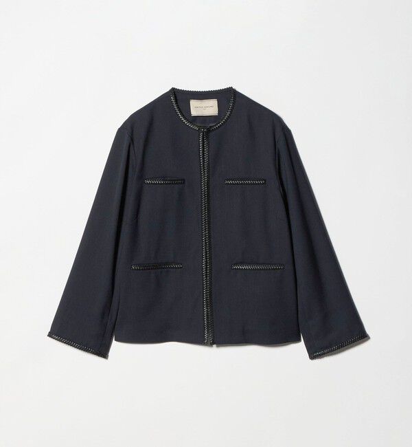 UNITED ARROWS「Spiree ASAMI ノーカラー ジャケット」|ノーカラージャケット|NAVY