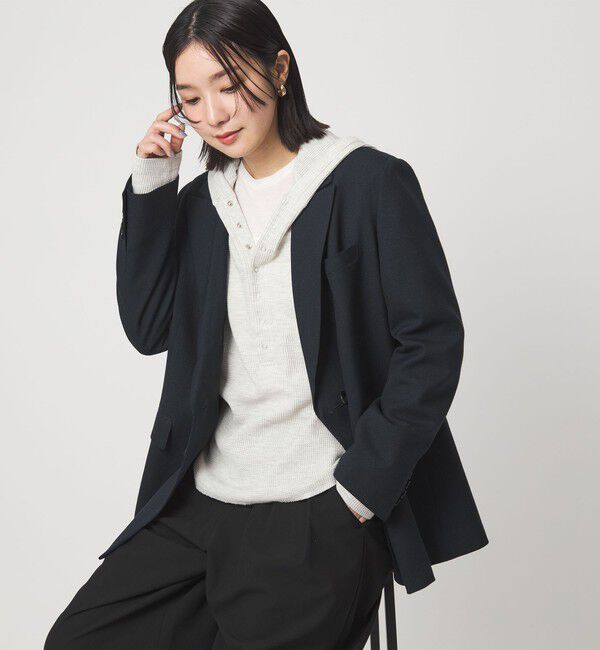 UNITED ARROWS green label relaxing「【WEB限定】＜at ease＞ワッフル フード ロングスリーブ カットソー」|Tシャツ・カットソー|