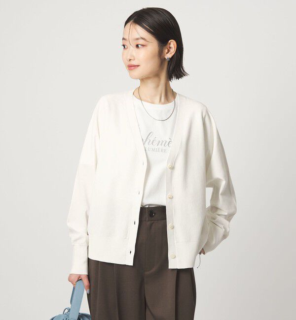 UNITED ARROWS green label relaxing「HIYOKE Vネック ニット カーディガン マシンウォッシャブル 接触冷感 UVカット 遮熱」|カーディガン|WHITE