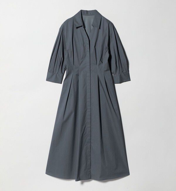 UNITED ARROWS green label relaxing「シャツ襟 フィット＆フレア タック 5分袖 ワンピース」|ワンピース|