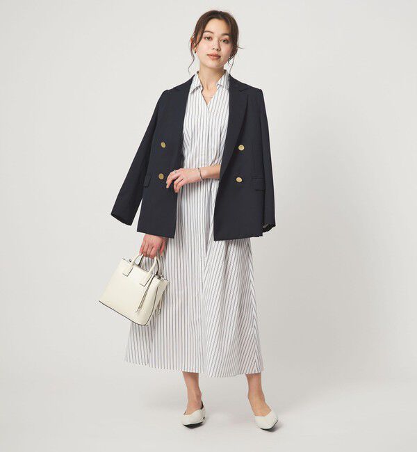 UNITED ARROWS green label relaxing「シャツ襟 フィット＆フレア タック 5分袖 ワンピース」|ワンピース|