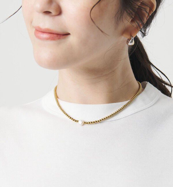 BEAUTY&YOUTH UNITED ARROWS「＜Causerie＞淡水パールトップ ストーン ネックレス」|ネックレス|DK.BROWN