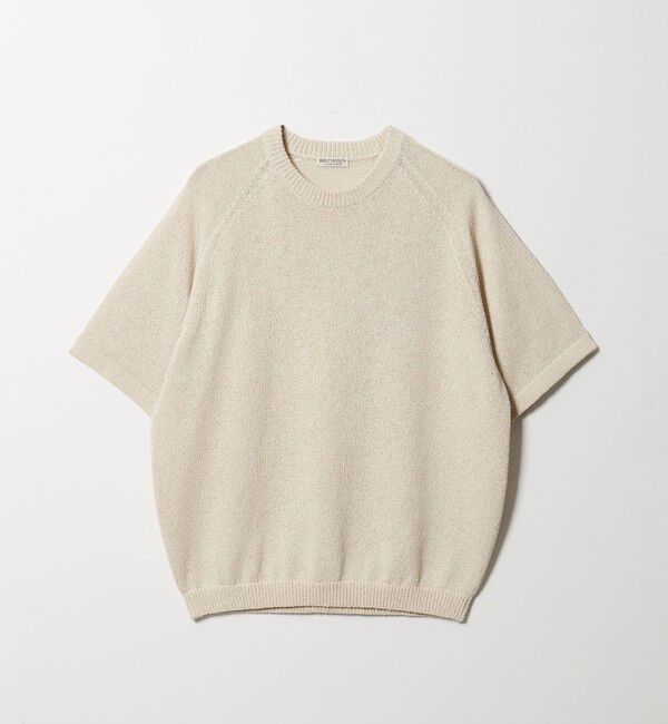 BEAUTY&YOUTH UNITED ARROWS「ペーパーヤーン サドルスリーブ クルーネック ニット ウォッシャブル」|ニット・セーター|NATURAL