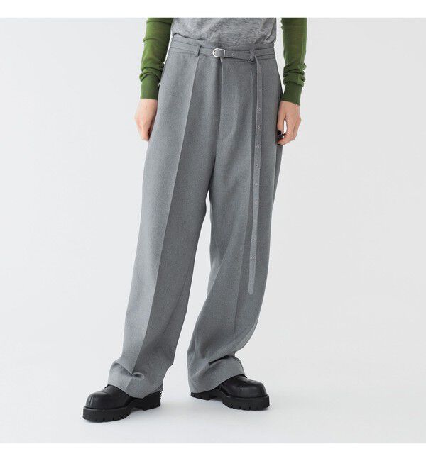 BEAMSBOY「maturely / リサイクル ポリエステル ベルト アレンジ パンツ」|チノ|