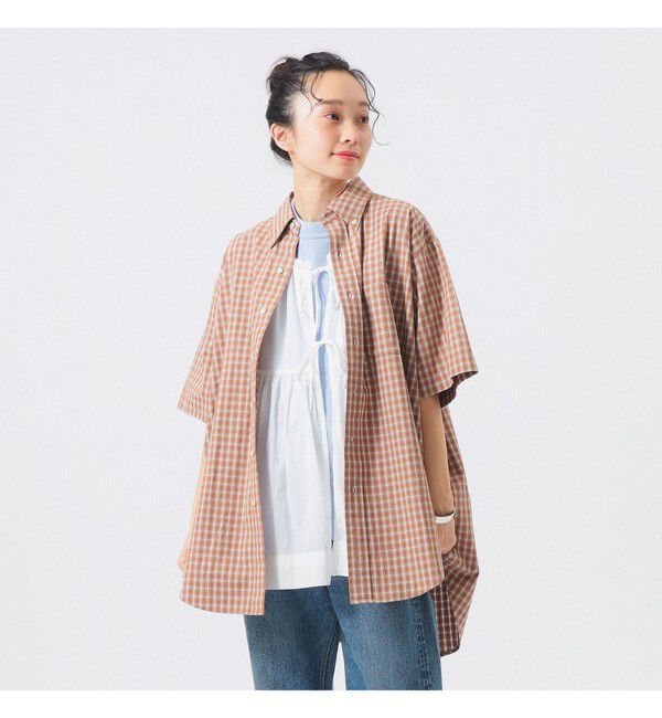 BEAMSBOY「ボーイ チェック ビッグ ボタンダウン シャツ」|シャツ・ブラウス|BROWN
