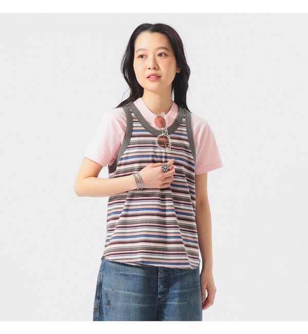 BEAMSBOY「マルチボーダー タンクトップ」|Tシャツ・カットソー|PINK
