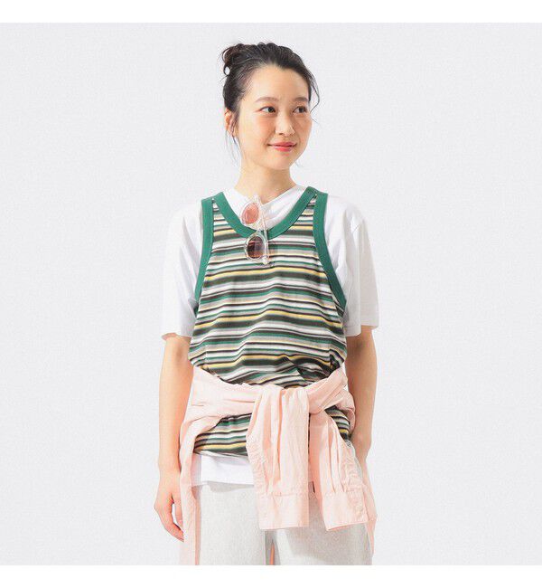 BEAMSBOY「マルチボーダー タンクトップ」|Tシャツ・カットソー|GREEN