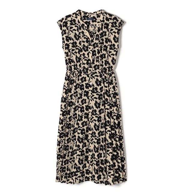 SHIPS for women「《一部追加予約》【WEB限定】〈洗濯機可能〉ドット 花柄 サイド プリーツ フレンチスリーブ ワンピース」|ワンピース|