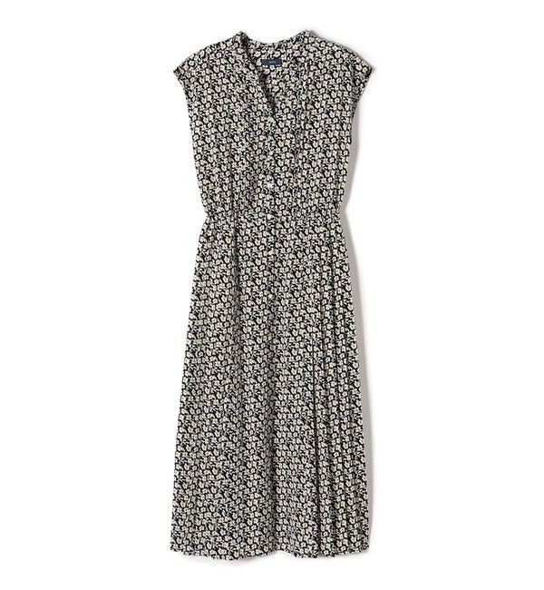 SHIPS for women「《一部追加予約》【WEB限定】〈洗濯機可能〉ドット 花柄 サイド プリーツ フレンチスリーブ ワンピース」|ワンピース|