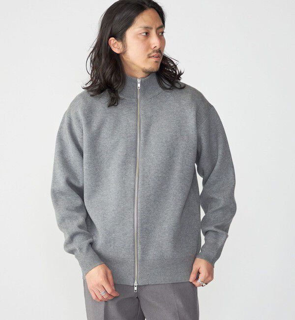 SHIPS「SHIPS: 〈手洗い可能〉 ダブルフェイス コットン カシミヤ スタンドジップ ニット ブルゾン」|カーディガン|