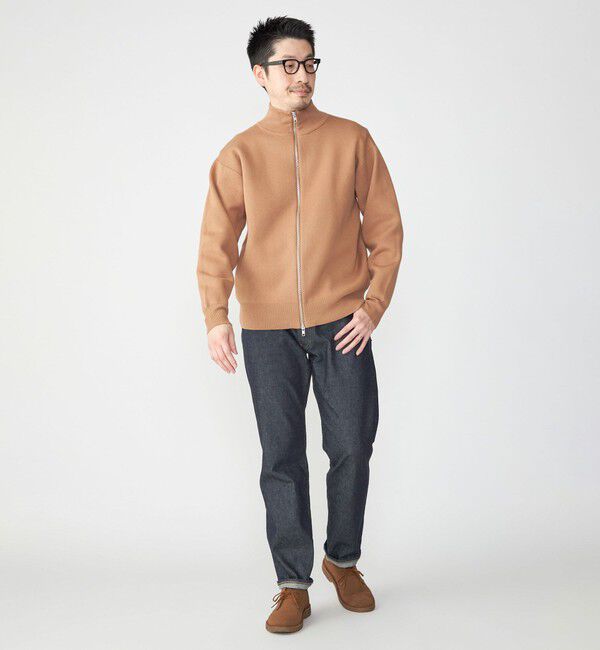 SHIPS「SHIPS: 〈手洗い可能〉 ダブルフェイス コットン カシミヤ スタンドジップ ニット ブルゾン」|カーディガン|