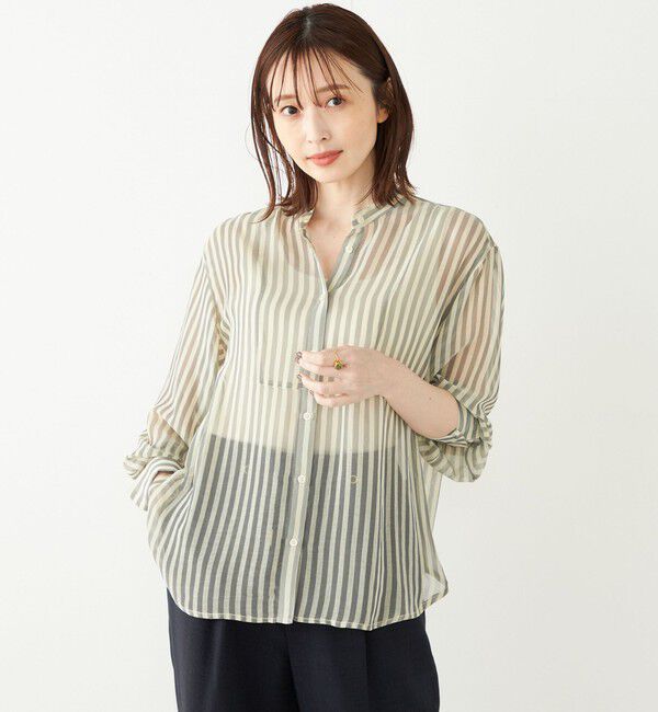 SHIPS Colors 「SHIPS Colors:〈手洗い可能〉シアー 楊柳 ストライプ シャツ◇」|シャツ・ブラウス|
