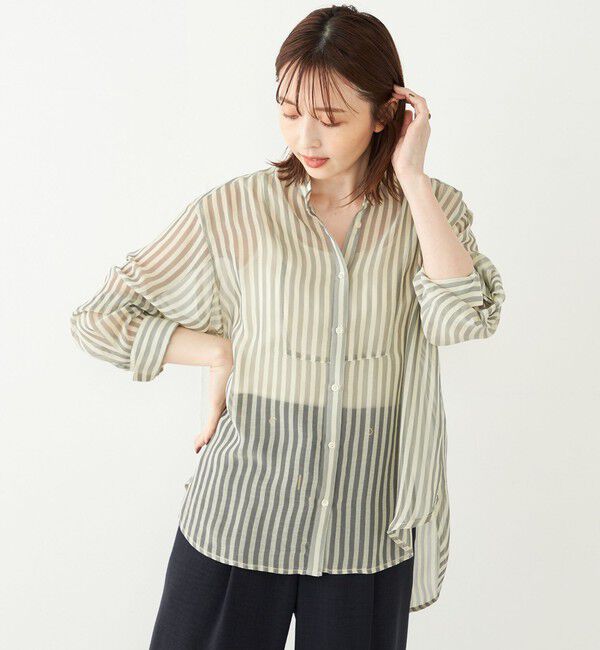 SHIPS Colors 「SHIPS Colors:〈手洗い可能〉シアー 楊柳 ストライプ シャツ◇」|シャツ・ブラウス|