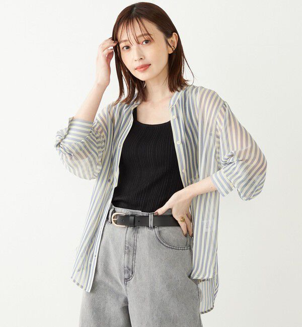 SHIPS Colors 「SHIPS Colors:〈手洗い可能〉シアー 楊柳 ストライプ シャツ◇」|シャツ・ブラウス|