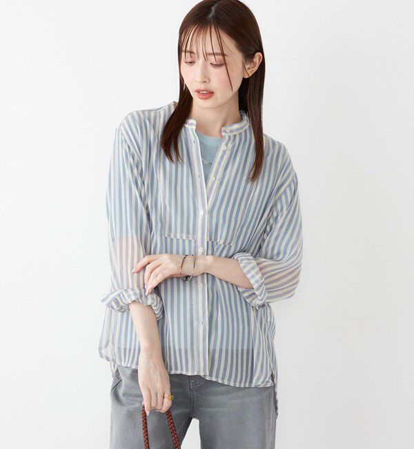 SHIPS Colors 「SHIPS Colors:〈手洗い可能〉シアー 楊柳 ストライプ シャツ◇」|シャツ・ブラウス|