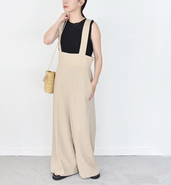 quaranciel「quaranciel:〈洗濯機可能〉ドビー ハイウエスト サロペット」|オールインワン|