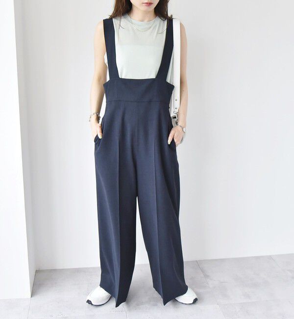 quaranciel「quaranciel:〈洗濯機可能〉ドビー ハイウエスト サロペット」|オールインワン|