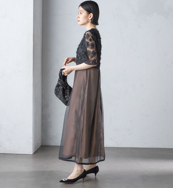 SHIPS for women「kaene:エンブロイダリー ミックス ワンピース〈セレモニー対応可〉」|ワンピース|