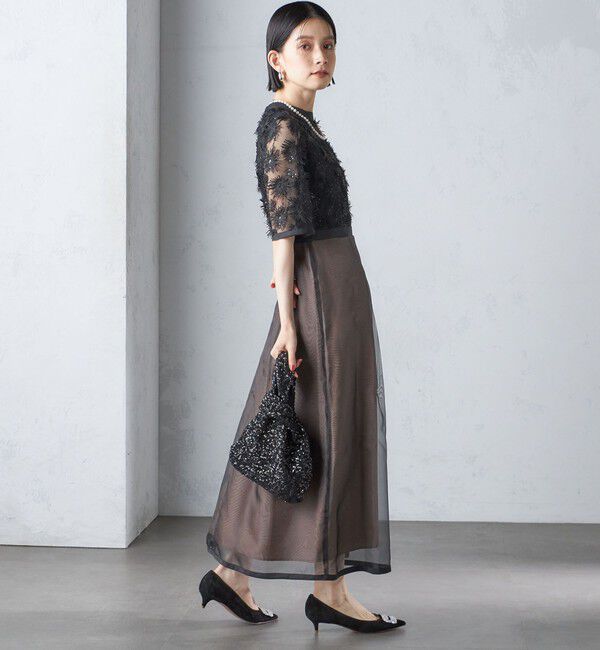 SHIPS for women「kaene:エンブロイダリー ミックス ワンピース〈セレモニー対応可〉」|ワンピース|