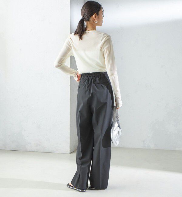 SHIPS for women「〈手洗い可能〉ストレッチ チュール ロング スリーブ TEE」|Tシャツ・カットソー|