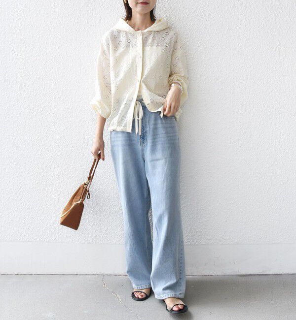 SHIPS for women「【WEB限定】〈手洗い可能〉レース フード シャツ 羽織」|シャツ・ブラウス|