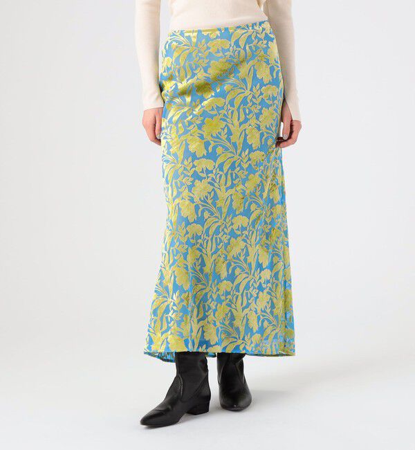 DES PRES「コスモスオパールプリント フォッシュテールマキシスカート」|フレア|