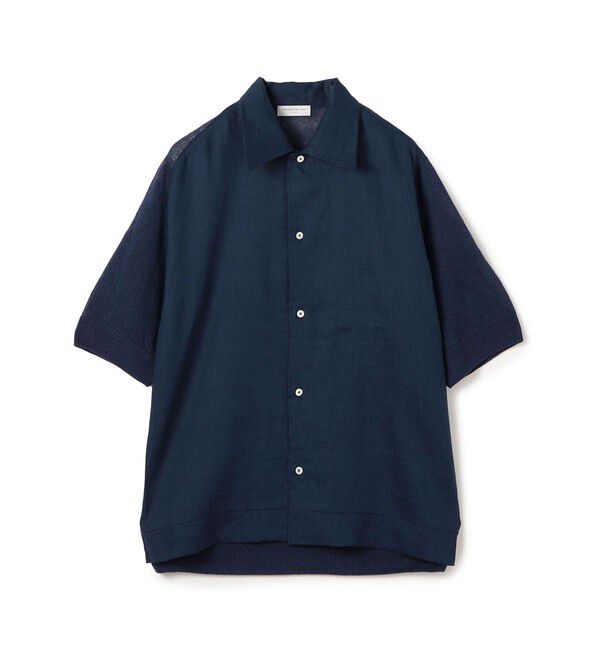 TOMORROWLAND MENS「リネンニットコンビ ハーフスリーブシャツ」|ニット・セーター|69 ネイビー