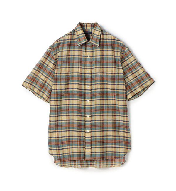 TOMORROWLAND MENS「コットンシルク マドラスチェック ハーフスリーブシャツ」|シャツ・ブラウス|46 グリーン系