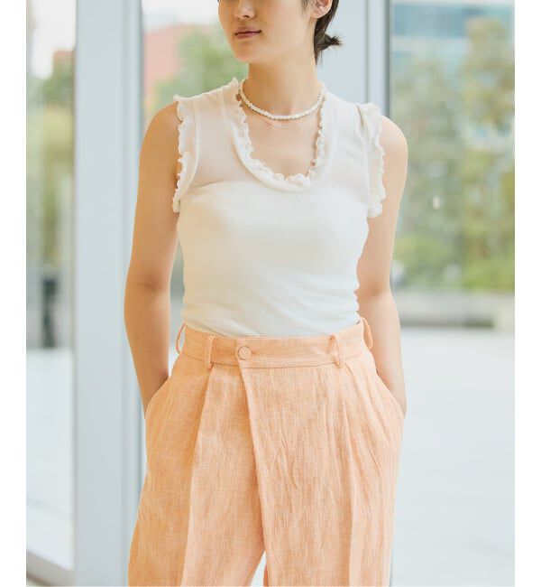 IENA LA BOUCLE「seamless basic./シームレスベーシック Flounce タンクトップ」|タンクトップ|ホワイト
