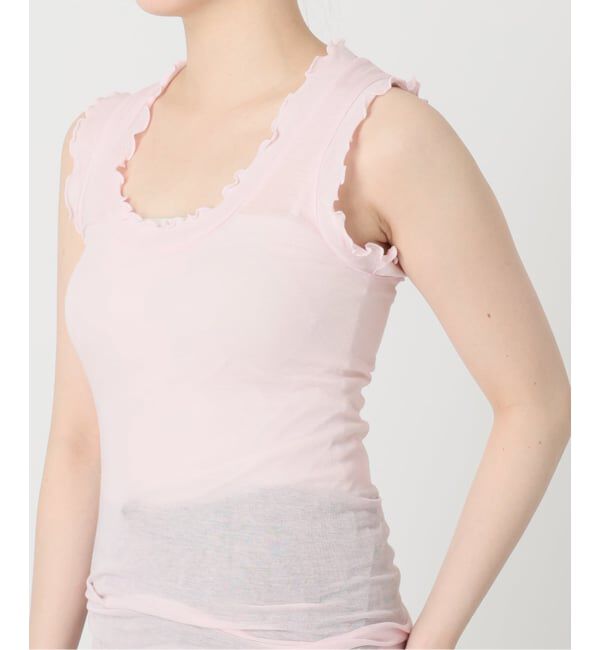 IENA LA BOUCLE「seamless basic./シームレスベーシック Flounce タンクトップ」|タンクトップ|ピンク