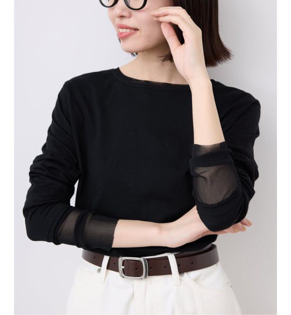 SLOBE IENA「《追加6》レイヤードスリーブロンTEE」|Tシャツ・カットソー|ブラック A