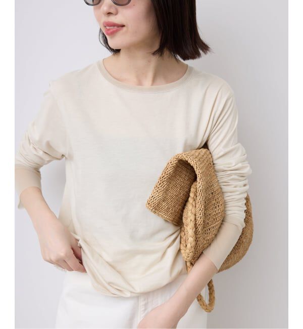 SLOBE IENA「《追加6》レイヤードスリーブロンTEE」|Tシャツ・カットソー|ナチュラル